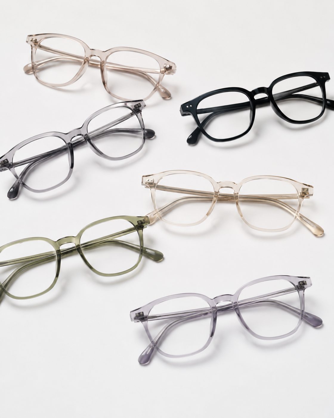 Paramount acetate frames in tortoise, olive and smoke